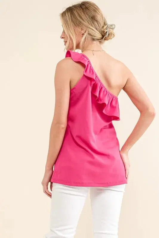 And The Why Ruffle One Shoulder Sleeveless Tank Top Women - Love Salve
